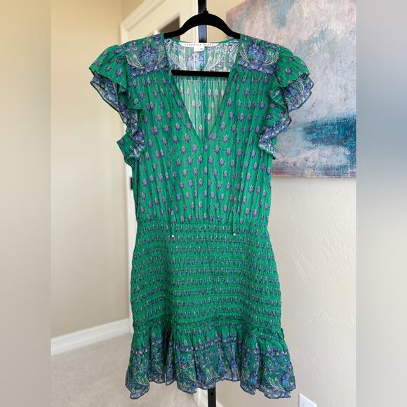 NEW Veronica Beard Brindelle Dress Kelly Green Paisley Mini Dress Women’s Size 4 - Picture 2 of 10